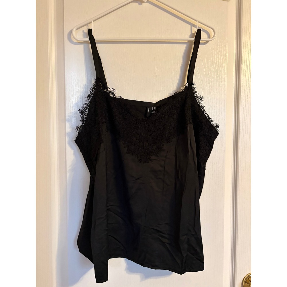 Vero Moda Curve Black Lace Trim Camisole Top Adjustable‎ Straps Size US 14 NWT